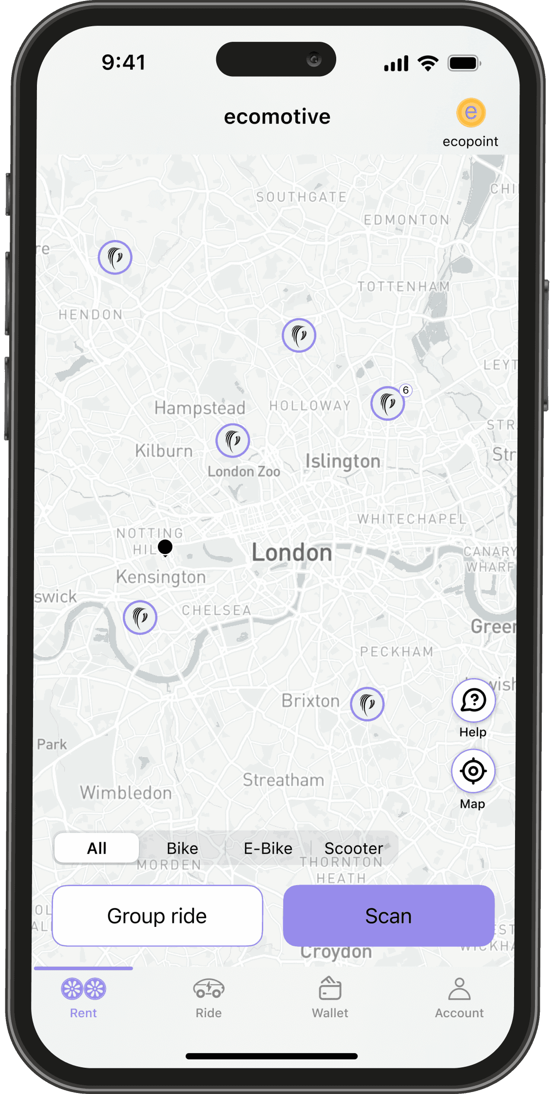 EcoMotive app screen
